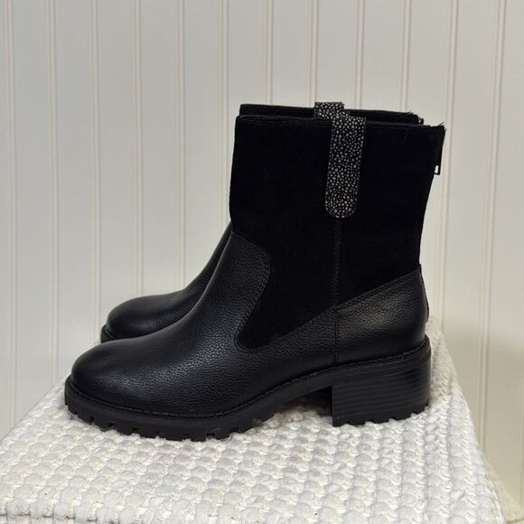 LOGO by Lori Goldstein Women Moto Booties Brandi Size US 8M Black Leather - Picture 5 of 8